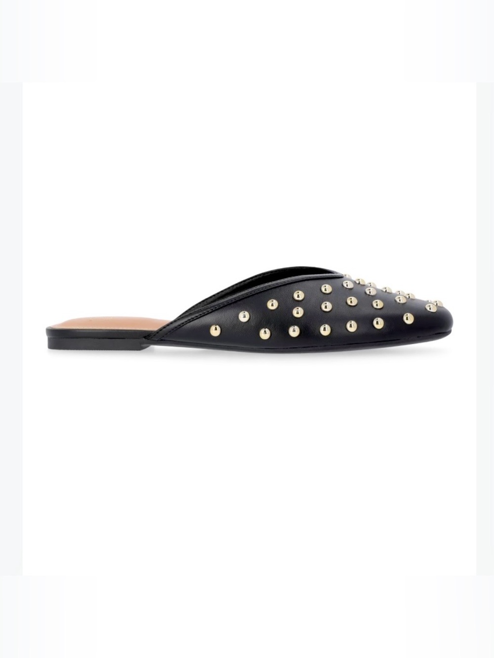 Time and Tru Black and Gold Studded Mules Flats Shoes Size 9 NEW